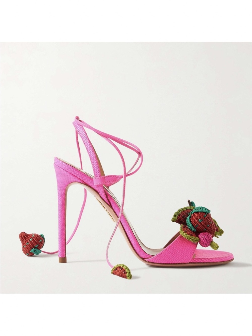 New AQUAZZURA Strawberry Punch embellished raffia sandals 41 $1,150